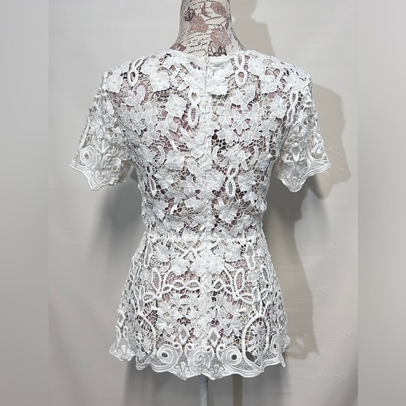SHILLA White open lace peplum top size S. - Picture 6 of 14